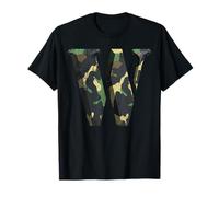 Pochoir Lettre Majuscule W Police Army Camo Woodland Camouflage T-Shirt