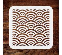 Pochoir motif vagues japonaises - 16,5 x 16,5 cm - Réutilisable Asiatique Oriental Chinois Mer Water Wall Stencil Template