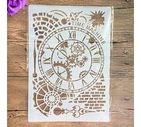 Pochoir mural, format A4 29 x 21 cm, horloge, fleur, peinture murale, tampon, album, gaufrage décoratif, style 1