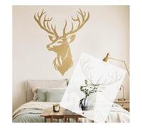 Pochoir mural tête de buck avec bois complexes en plastique réutilisable pour décoration de chalet de chasse, cabane, décoration rustique sur le thème des animaux de la forêt, peinture sur les murs