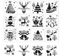 Pochoir Noel Enfant, 12 Pièces Pochoirs De Peinture De Noël Réutilisable, Noël Pochoir Kit, Modèle De Pochoirs De Noël, Pochoirs De Peinture Pour Fabrication De Cartes, Décoration De Noël,13 * 13cm