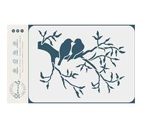 Pochoir oiseaux amoureux - 16,5 x 12,7 cm (S) - Oiseau amoureux sur une branche - Pochoirs muraux pour peinture