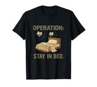 Pochoir Operation Stay in Bed Police Dark Humour Graphic T-Shirt