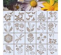 Pochoir Peinture Fleur, 20Pcs Pochoirs Réutilisables pour Peinture Feuilles Plantes Animaux Papillon Pochoirs Fleurs Sauvages Petit Pochoir de Dessin pour Meuble Mur Fenêtre Carte Journal Scrapbook