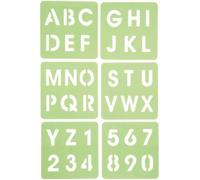 Pochoir plastique - Paquet de 6 - Alphabet et chiffres - 14 x 15 cm - Pour enfants