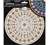 Pochoir - Pour dot painting - Mandala - 20cm - Forme en bois + support - Aladine