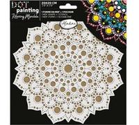 Pochoir - Pour dot painting - Mandala - 20cm - Forme en bois + support - Aladine