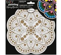 Pochoir - Pour dot painting - Mandala - 20cm - Forme en bois + support - Aladine