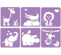 Pochoir Pour Enfant Dans La Savane 14x14 Cm 6 Pièces