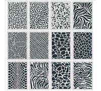 Pochoir réutilisable en peau de léopard pour travaux manuels, pâtisserie, dessin, meubles, tissu, toile, vêtements, 12 pièces