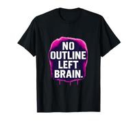 Pochoir rose fluo sans contour cerveau gauche humour peinture goutte à goutte T-Shirt