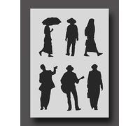 Pochoir Silhouette de personnes, modèle pour dessin et peinture, pochoir réutilisable - Format A4 21 x 30 cm_3