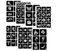 Pochoir Tatouage, 7 Feuilles de Femmes Enfant Tatoo Temporaire, 73 Modèles Pochoirs Scintillants pour Tatouages Fleurs Papillons, pour Tatouages Temporaires Filles,Maquillage Corporel