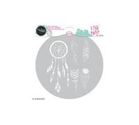 Aladine - Pochoir Textile Plume - Décoration sur Tissu - Pour Customiser Toiles, Tee-shirts, Tote Bags - Lavable - 28 x 28 cm - Grand Motif Plume et Attrape-Rêve, Noir