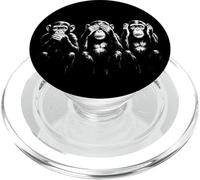 Pochoir Trois singes de la Sagesse - Parler et Voir ne Pas Entendre Le Mal PopSockets PopGrip pour MagSafe