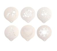 Pochoirs à Café en Acier Inoxydable, Motifs Assortis pour Cappuccino | Modèles Artistiques pour Cappuccino, Faciles à Nettoyer Utiliser, Style Assorti, Argenté