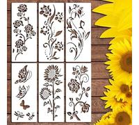 Pochoirs à fleurs pour la peinture, nouveau pochoir floral géant réutilisable 2024, décoration D-IY pour peindre sur des murs en bois, pochoir à fleurs pour clôture de jardin, grands pochoirs à fleurs