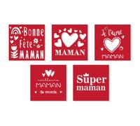 Pochoirs - Bonne fête maman - 5 modèles - Tout support - Réutilisable