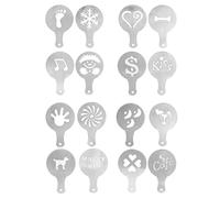 Pochoirs de décoration de café en aluminium comestible, modèle d'art de café, ensemble de 16 pièces pour bricolage, lattes, cappuccinos, chocolat chaud, maison, café, restaurant