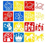 Pochoirs de Dessin pour Enfants 12 Pcs Fairies Contes, Pochoirs pour Peinture Dessin Enfant, DIY Bricolage Décoration Arts et Artisanat, Papier Mur Bois Tissu (15x14cm)