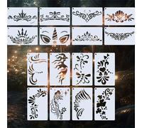 Pochoirs de maquillage du visage 16 pièces/set. Pour le bois, la canevas, le papier, le tissu, le sol, le livre, le cadre, le mur, les meubles, le verre. Modèles de peinture pour le front, la couronne