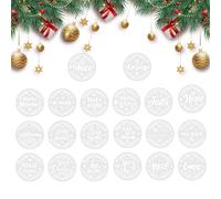 Pochoirs de Noël: ensemble de pochoirs ronds de 20 fois, outils de motif de mots festifs, aide à la peinture et à la pulvérisation, accessoire d'artisanat saisonnier | Decor