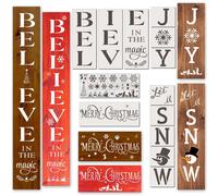 Pochoirs de Noël pour peinture sur bois réutilisables 36 pièces Grand kit de pochoirs de Noël : Believe Let it Snow Joy Merry Christmas plus 14 f