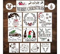 Pochoirs de Noël sur bois, grands pochoirs réutilisables pour bricolages de Noël, gnomes et flocons de neige, modèles DIY pour les fêtes pour les enseignes, toiles, fenêtres, biscuits, paillassons