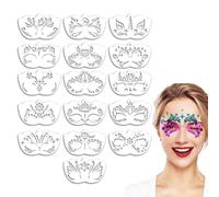 Pochoirs de peinture pour le visage réutilisables, lavables et polyvalents | Lot de 16 pochoirs pour le visage pour enfants et adultes, festival, Halloween, célébrations