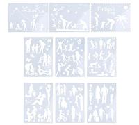 Pochoirs de peinture réutilisables pour bricolage, art, thème parent, enfant, modèles de dessin, lavables sur bois, meubles, tissu, toile, tissu, 9 pochoirs silhouettes, réutilisables pour