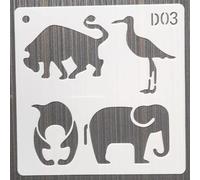 Pochoirs De Superposition D'animaux Réutilisables,Peinture Murale Bricolage,Meubles,Scrapbooking,Coloriage,Gaufrage,Modèle Décoratif D'album,1 P12,13 * 13cm - Type Cy3