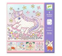 Pochoirs - Djeco - Kawaïland - 5 pochoirs - Pour enfants à partir de 4 ans - Dimensions 22x23 cm