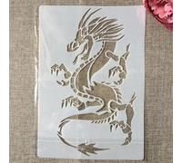 Pochoirs dragon réutilisables, 26 x 18 cm, pochoirs dragon occidental pour peinture sur bois, toile, murs, décorations, modèle animal, projets artistiques, style C, 29 x 21 cm
