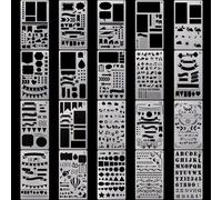 Pochoirs En Plastique Pour Journal/Notebook/Agenda/Scrapbook, Ajourés, Planche À Dessin, Papeterie Fournitures Scolaires Et De Bureau, Diy Bricolage, 20 Pièces/Ensemble Modèles