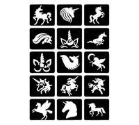 Pochoirs Graffiti Modèle évidé de licorne, autocollant visage dessin animé, peinture à l'huile, tatouage temporaire