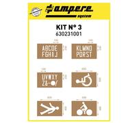 Pochoirs lettres et figurines Ampere, lot de 6