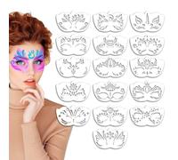 Pochoirs Maquillage Visage Réutilisables Enfant, 16 Pièces Pochoirs Visage, Multifonction Fleurs Adultes Fête Halloween
