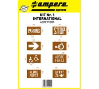 Pochoirs marquage au sol Ampere pour parkings, kit de 8