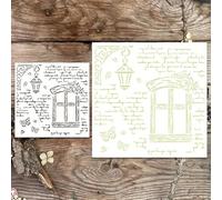 Pochoirs muraux réutilisables inspirés de l'artiste - Motif fenêtre de terre bleue - Pochoirs de peinture en spray pour travaux manuels, peinture sur bois, toiles, murs, meubles en bois, décoration,