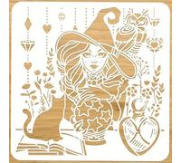 Pochoirs muraux réutilisables sur le thème de la sorcière et de la magie - Pochoirs de peinture réutilisables pour travaux manuels, peinture sur bois, toile, murs, meubles en bois, décoration,