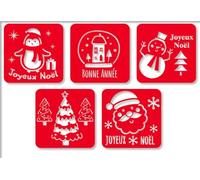 Pochoirs Noël et Bonne année 15x15cm 5 pièces