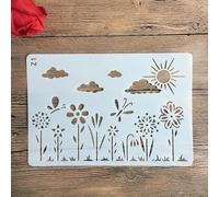Pochoirs pour peinture, 26 x 18 cm, motif fleurs d'herbe pour peinture sur bois, mur, toile, tissu, roche, panneau, projets d'art