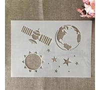 Pochoirs pour peinture, format A4, 29 cm, motif terre soleil, satellite, pour travaux manuels, scrapbooking, dessin, projet de bricolage, décoration d'intérieur