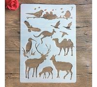 Pochoirs pour peinture, format A4, 29 x 21 cm, motif animal familial, pour peinture sur bois, mur, toile, tissu, roche, signe, projets d'art de bricolage style 7