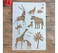 Pochoirs pour peinture, format A4, 29 x 21 cm, motif animal familial, pour peinture sur bois, mur, toile, tissu, roche, signe, projets d'art de bricolage style 8