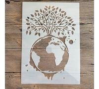 Pochoirs pour peinture, format A4, 29 x 21 cm, motif arbre de vie terrestre, pour peinture sur bois, mur, toile, tissu, roche, signe, projets d'art