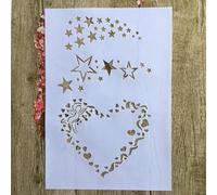 Pochoirs pour peinture, format A4, 29 x 21 cm, motif pentagramme en forme de cœur, pour peinture sur bois, mur, toile, tissu, roche, signe, projets d'art à faire soi-même Motif A