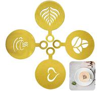 Pochoirs pour Peinture Murale Latte Art Pochoir Metal Cafe 4 Pièces Pochoir Gateau Decoration Barista Accessoires Pochoir Deco Vintage Cappuccino pour Décorer Le Gâteau aux Flocons D'avoine