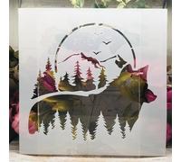 Pochoirs pour peinture sur bois - 30 x 30 cm - Motif grand loup - Forêt et lune - Pour dessin et fabrication de cartes - Pochoirs réutilisables pour toile, meubles, papier