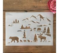 Pochoirs pour peinture sur bois A4 29 cm Ours des montagnes Cerf pour dessin et fabrication de cartes, pochoirs réutilisables pour toile, meubles, papier
